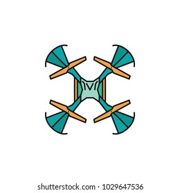 Drone icon in cartoon colorful style. Drone object pictogram graphic for web design. Cartoon new technology vector concept. Innovation line icon.
