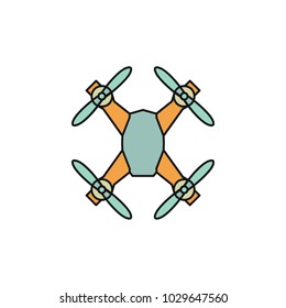 Drone icon in cartoon colorful style. Drone object pictogram graphic for web design. Cartoon new technology vector concept. Innovation line icon.