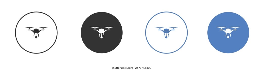 Coleção de ícones de drones para aplicativo em cores preto e azul