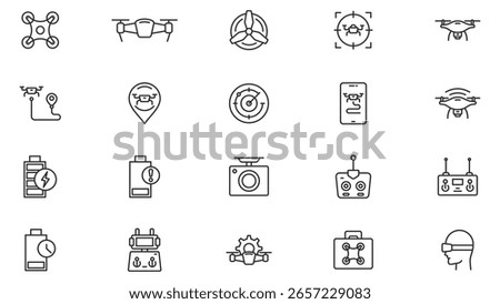 Drone icon collection vector design with editable stroke in trendy style