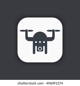 Drone icon, copter with camera, aerial footage