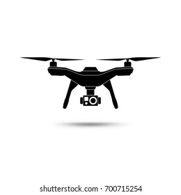 Drone icon. Copter or quadcopter with camera isolated on white background. Vector illustration.