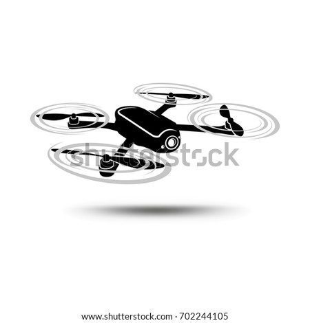 Drone icon. Copter or quadcopter with camera isolated on white background. Vector illustration.