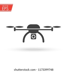 Drone icon. Copter sign. Aircraft video and photo camera symbol. Wireless helicopter illustration. 