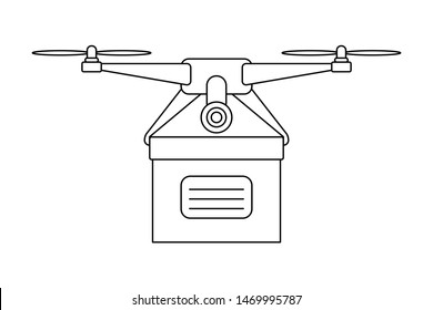 drone icon delivering box white background vector illustration