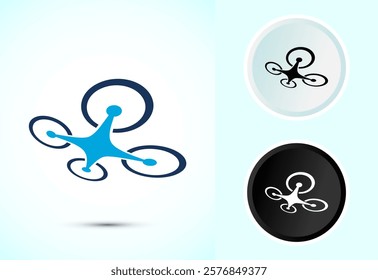 Drone icon design illustration. Drone Quadro copter logo sign symbol