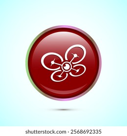 Drone icon design illustration. Drone quadrocopter logo sign symbol, Red color round button design