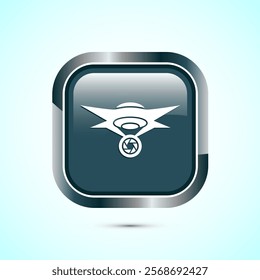 Drone icon design illustration. Drone quadrocopter logo sign symbol, Gray color square button design