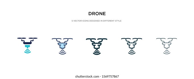 drone icon in different style vector illustration. two colored and black drone vector icons designed in filled, outline, line and stroke style can be used for web, mobile, ui