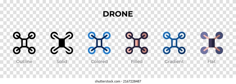 Drone icon in different style. Drone vector icons designed in outline, solid, colored, filled, gradient, and flat style. Symbol, logo illustration. Vector illustration
