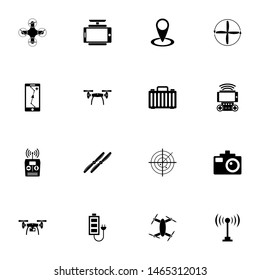 Drone icon - Expand to any size - Change to any colour. Perfect Flat Vector Contains such Icons as helicopter propeller, quadrocopter, wireless controlled copter, remote controller, aerial photography