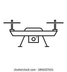 Drone icon. Flat pictogram for web. Line stroke. Isolated on white background. Vector eps10