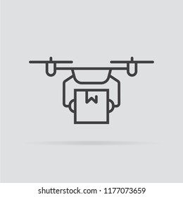 Drone icon in flat style isolated on grey background. For your design, logo. Vector illustration.
