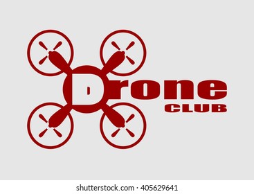 Drone icon. Flat symbol. Vector illustration. Drone club text