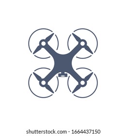Drone icon -  fliyng spy machine device - isolated vector copter silhouette pictogram in top view 