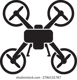 Drone icon with four propellers and rotors aerial vehicle