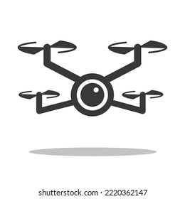 Icono de drones con sombra gris. Ilustración vectorial de Logotipo