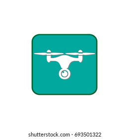 Drone icon with green square label on pattern