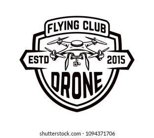 Drone icon isolated on white background.  Design element for logo, label, emblem, sign. Vector illustration