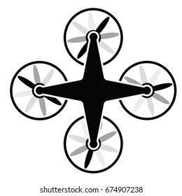 drone icon isolated on white background, bird's-eye view