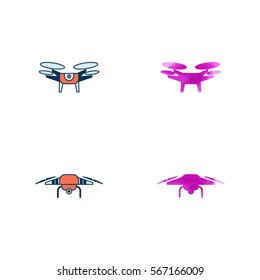Drone Icon Logo Vector Set Element