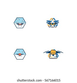 Drone Icon Logo Vector Set Element