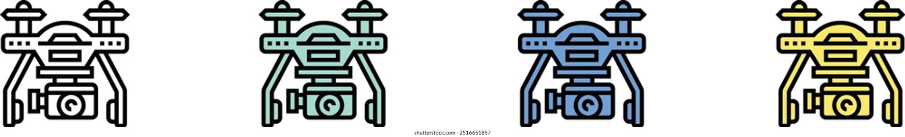 drone icon. Outline, Green, Blue and Yellow Style Design Isolated On White Background