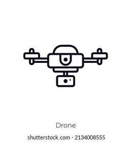 Icono del dron. Diseño de icono de estilo de esquema aislado en fondo blanco