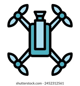 Drone icon outline vector. Aerial camera. Air copter color flat