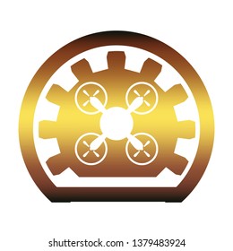 Drone icon. Qoadrocopter emblem. Flying club or repair service