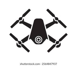 Drone icon. Drone quadcopter with action camera. Vector drone icon symbol design. Photo and video drones icon, UAV shop logo, poster.