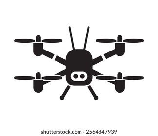 Drone icon. Drone quadcopter with action camera. Vector drone icon symbol design. Photo and video drones icon, UAV shop logo, poster.