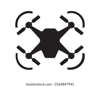 Drone icon. Drone quadcopter with action camera. Vector drone icon symbol design. Photo and video drones icon, UAV shop logo, poster.