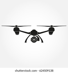 Drone icon. Quadcopter with camera. Vector illustration.