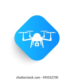 Drone icon, quadrocopter with camera