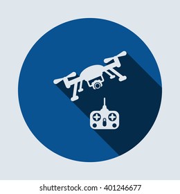 drone Icon, Quadrocopter  isolated vector flat design
