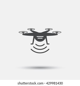 Drone icon. Quadrocopter with remote control symbol. Flat drone web icon on white background. Vector
