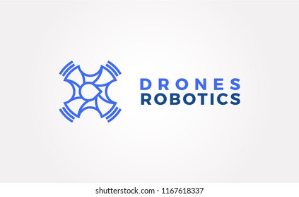Drone icon, quadrocopter stylized vector logo