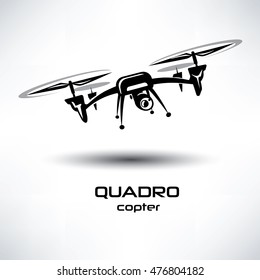 drone icon, quadrocopter stylized vector symbol