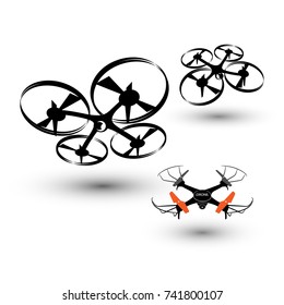 drone icon, quadrocopter stylized vector symbol
