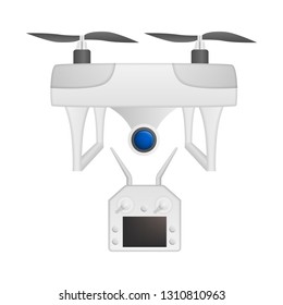 Drone icon. Realistic illustration of drone vector icon for web design isolated on white background