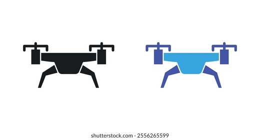 Drone icon set in black and colored versions.