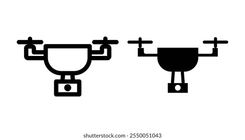 Drone Icon set in black filled and line.