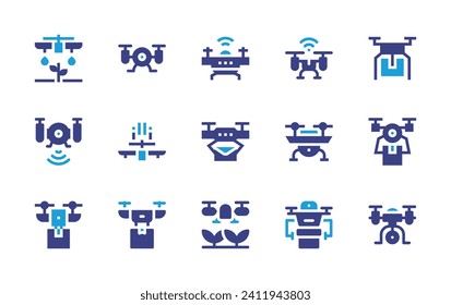 Drone icon set. Duotone color. Vector illustration. Containing drone, smart farm, drone delivery, postal.