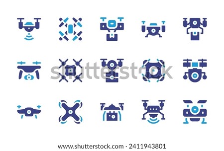 Drone icon set. Duotone color. Vector illustration. Containing drone, camera drone, delivery.