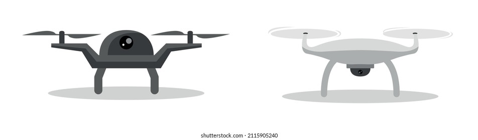 Drone icon set, flat style unmanned aircraft vector, quadricopter concept, Isolated on white background.