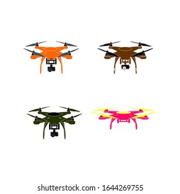 Drone icon set with many color vector illustrations eps 10