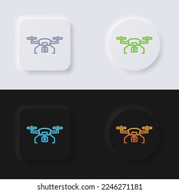 Drone icon set, Multicolor neumorphism button soft UI Design for Web design, Application UI and more, Button, Vector.