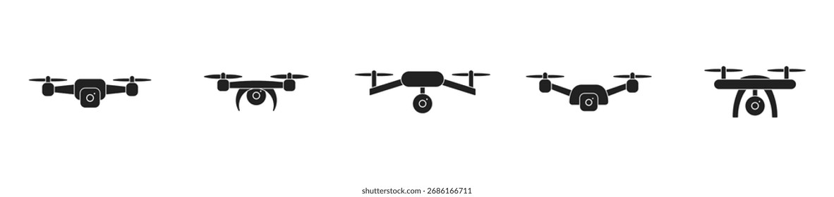 Drone icon set. quadrocopter set. vector EPS 10
