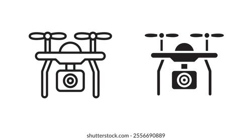 Drone icon set in Thin line black color.